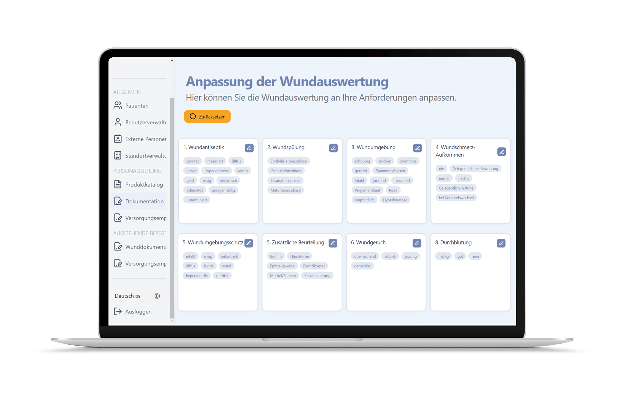MacBook mit Wundanalyse